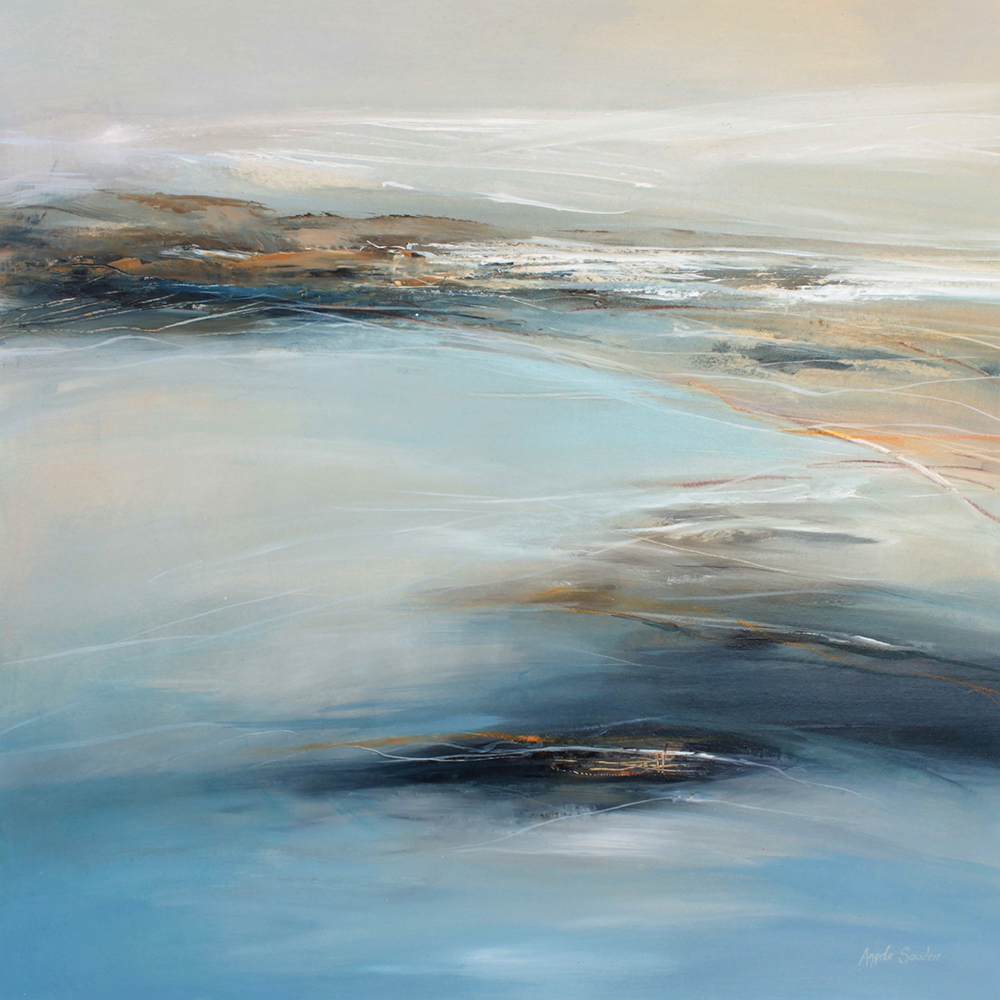 Returning Tide - abstract acrylic painting by Angela Sowden, Isle of Wight Artist.
